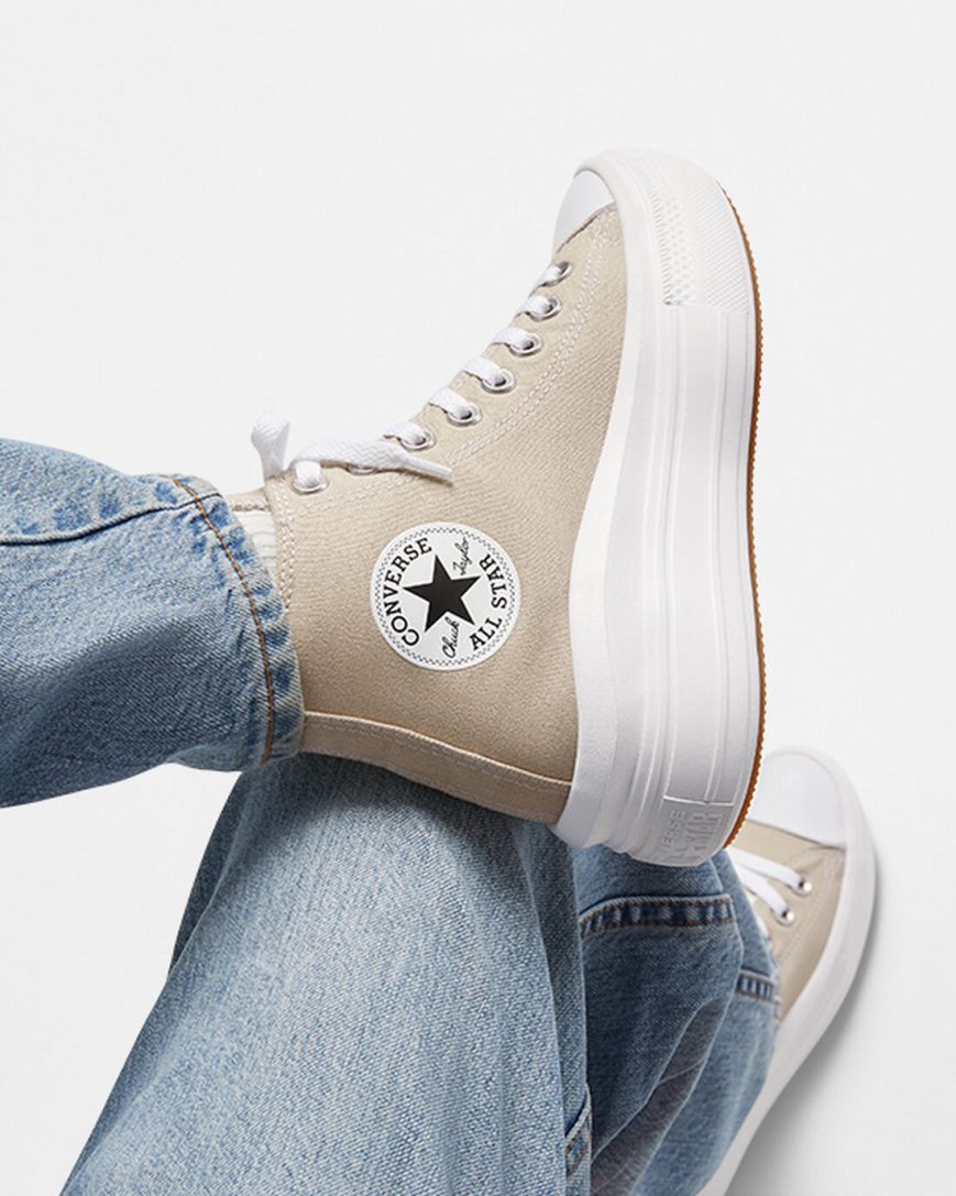 Dámské Boty Na Platformy Converse Chuck Taylor All Star Move Vysoké Šedé Bílé Šedé | CZ ZQFV56